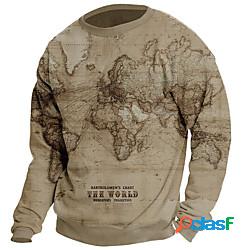 Per uomo Felpa Maglione Mappa Stampe astratte Stampa