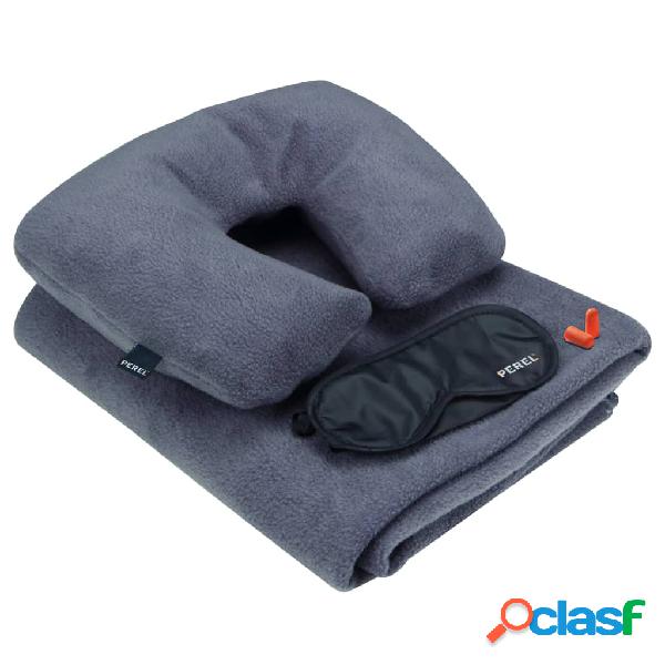 Perel Set da Viaggio Comodo in 4 pz Grigio e Nero