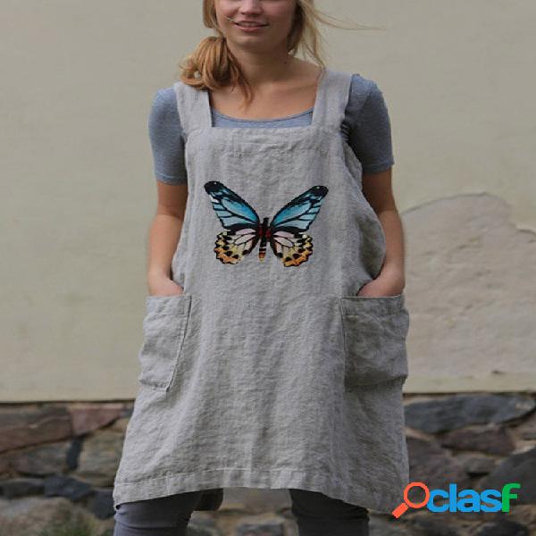 Personality Butterfly Linen Square Collo Grembiule con croce