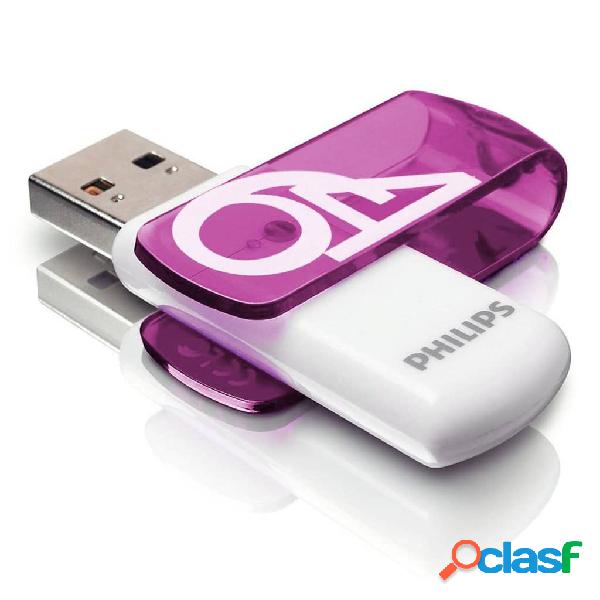 Philips Chiavetta USB 2.0 Vivid 64GB Bianca e Viola