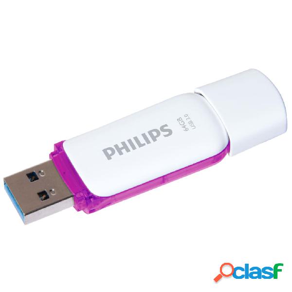 Philips Chiavetta USB 3.0 Snow 64GB Bianca e Viola
