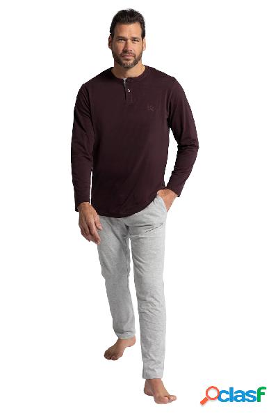 Pigiama lungo, maglia serafino, pantaloni lunghi, Uomo,