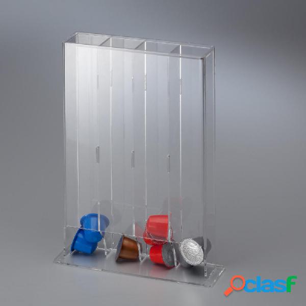 Porta Capsule in plexiglass verticale con 4 divisori ONLY