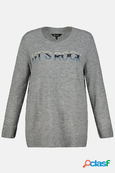 Pullover, scritta Lets Rock, morbida maglia fine, Donna,