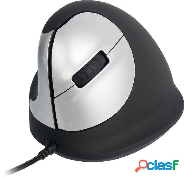 R-GO Tools RGOHELE Mouse ergonomico USB Ottico Nero, Argento