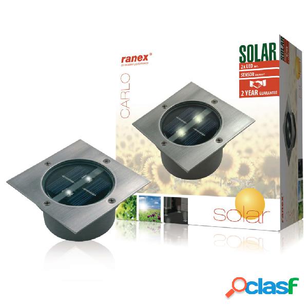Ranex Lampada Riflettore Solare Quadrato 0,12 W Argento