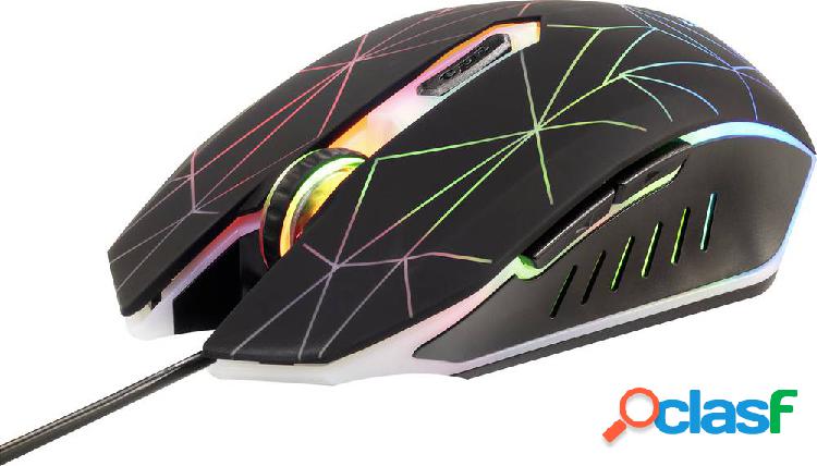 Renkforce RF-GM-120 Mouse da gioco USB Ottico Nero 6 Tasti