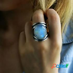 Ring Moonstone Silver Silver 2 18K Gold Plated 1pc Stylish