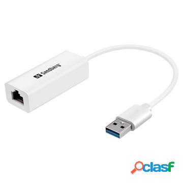 Sandberg USB 3.0 / Gigabit Ethernet Network Adapter - White