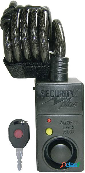 Security Plus AL07 Lucchetto a cavo Nero con allarme, con