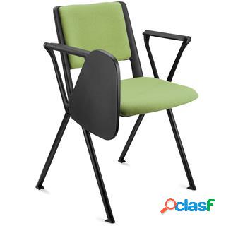Sedia Conferenze CARINA CON SCRITTOIO, Gambe Nere, Tessuto