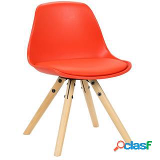 Sedia per Bambini NAKOR, Imbottita, in Legno e Pelle Rossa