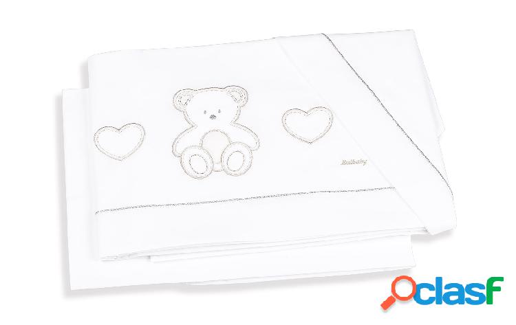 Set Lenzuola Letto 3 Pz.Italbaby Peluche Bianco