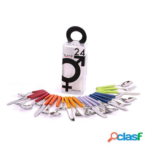 Set di Posate Colorate assortite in 6 colori BONITA 24 pezzi