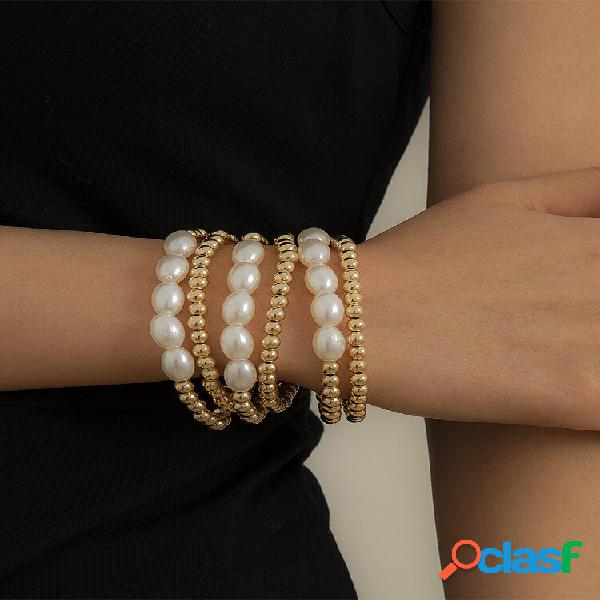 Set di braccialetti di perle artificiali CCB a forma di