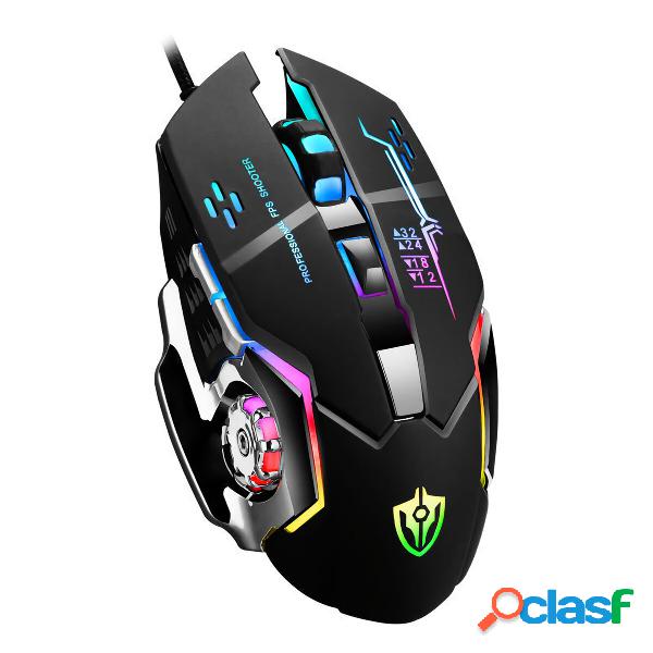 Shipadoo X7 Mouse da gioco cablato Base in metallo 800-3200
