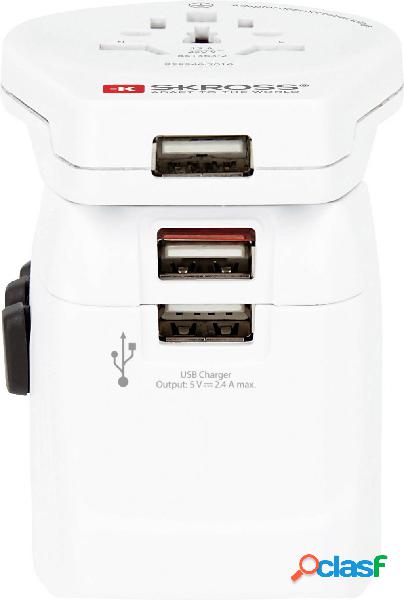 Skross 1302555 Adattatore da viaggio Pro Light 3xUSB World