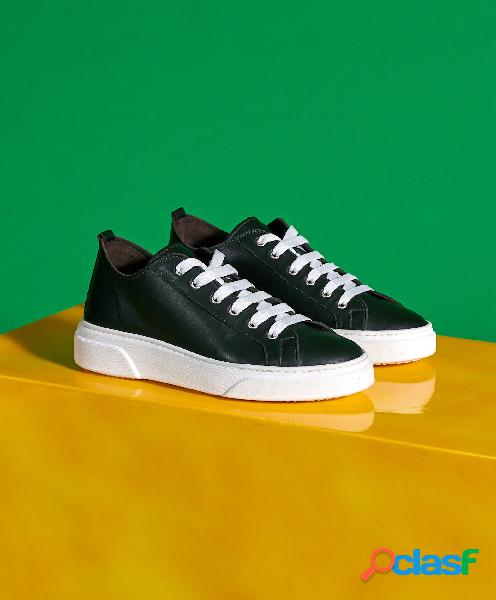 Sneakers In Pelle Verde Da Uomo