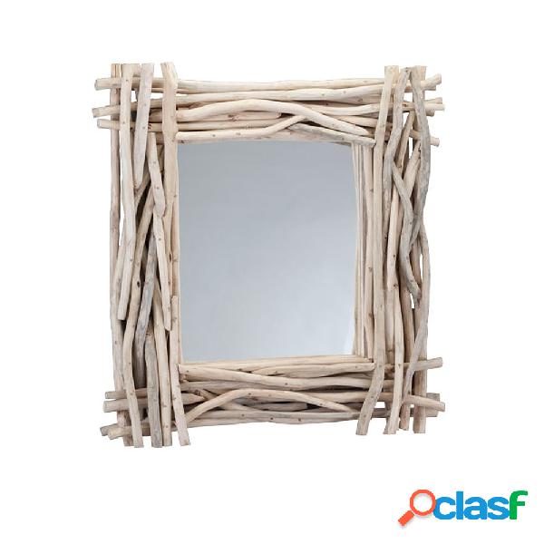 Specchio 'Suar Mirror' con cornice realizzata usando rami e