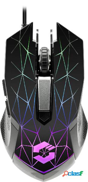 SpeedLink RETICOS RGB Mouse da gioco USB Nero 6 Tasti 5000