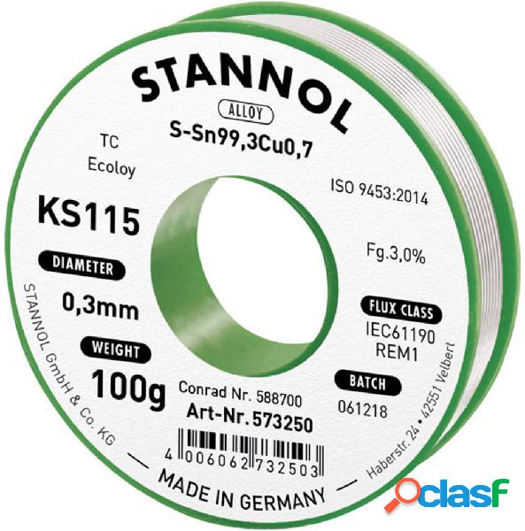 Stannol KS115 Stagno senza piombo Bobina Sn99,3Cu0,7 100 g