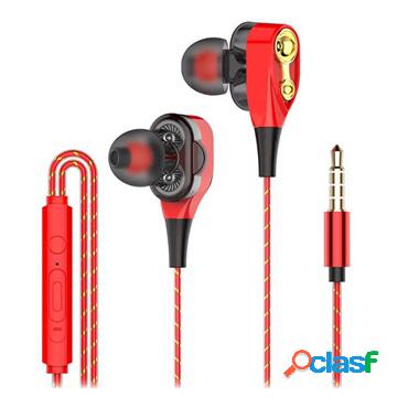 Stylish Four-Driver Stereo In-Ear Headphones - Red