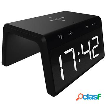 Sveglia con Caricabatterie Wireless Veloce e Lampada Ksix 2
