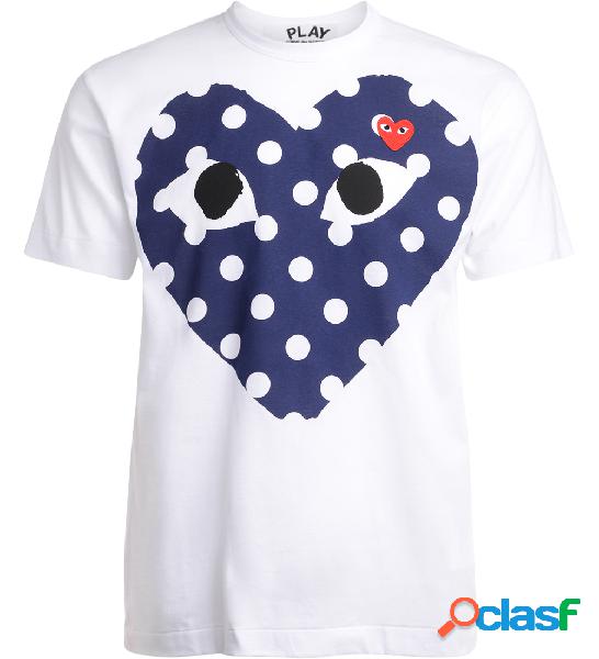 T-Shirt da uomo Comme Des Garçons PLAY bianca con cuore blu