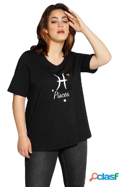 T-shirt classica ispirata ai Pesci con scollo a V e mezze
