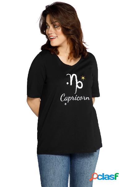T-shirt classica ispirata al Capricorno con scollo a V e