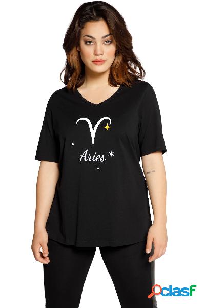 T-shirt classica ispirata allAriete con scollo a V e mezze
