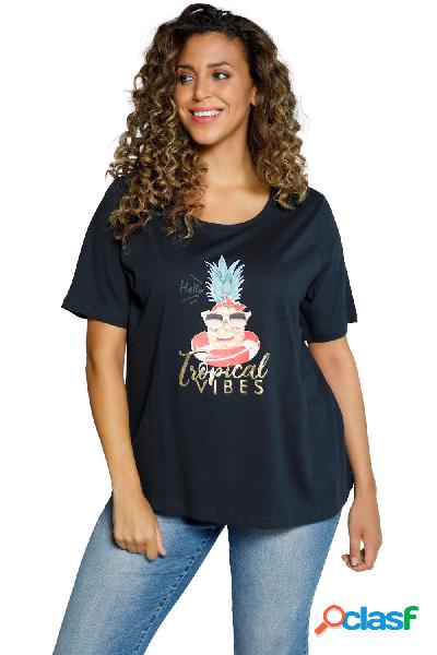 T-shirt con disegno di ananas a effetto metallizzato, con