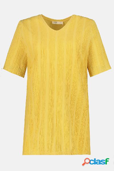 T-shirt con nervature, scollatura a V e mezze maniche, in