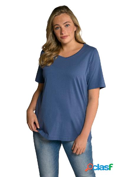 T-shirt con scollo a V e mezze maniche, Donna, Blu, Taglia: