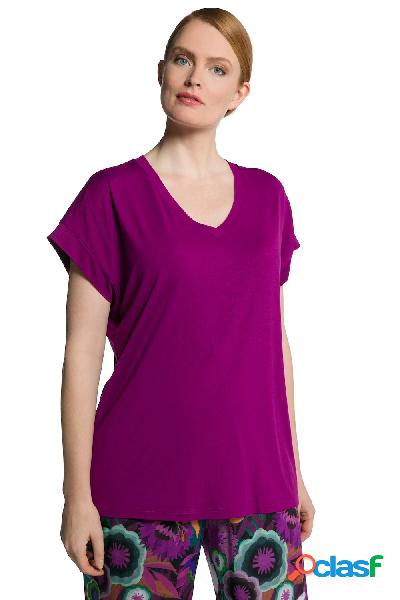 T-shirt dal taglio corto e aderente in crêpe con scollo a V