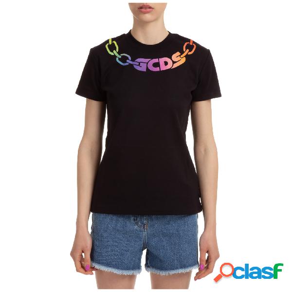 T-shirt maglia maniche corte girocollo donna chain