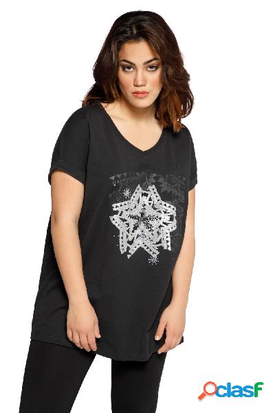 T-shirt oversize con pietre decorative, scollo a girocollo e