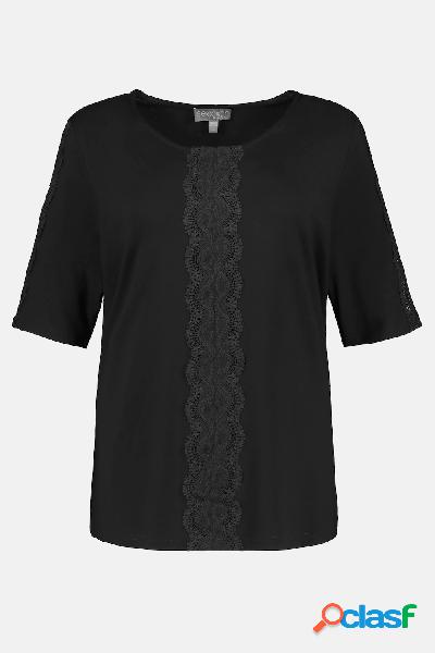 T-shirt, pizzo coprente, scollo a girocollo, mezze maniche,