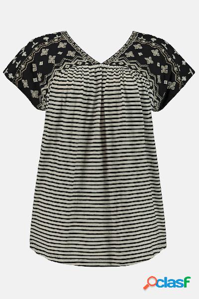 T-shirt, ricami dispirazione etnica, oversize, jersey a