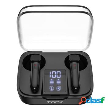 TOPK T20 TWS Touch Earphones with LED Charging Case - Black