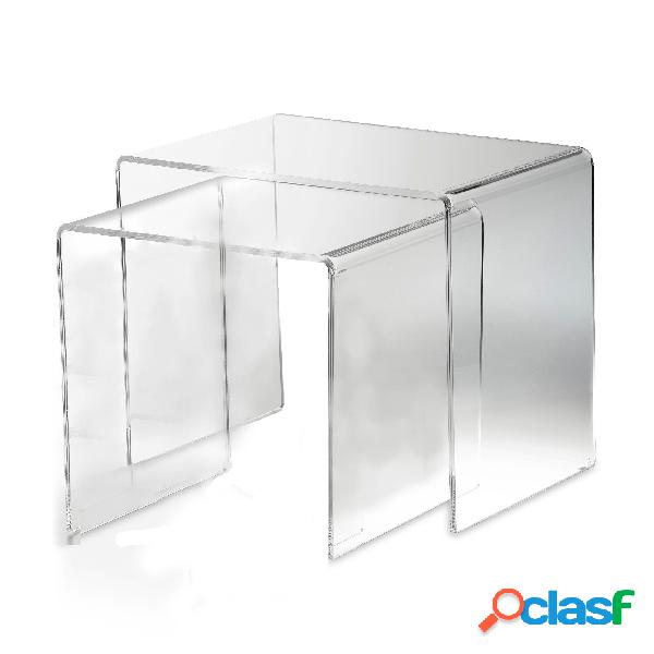 Tavolinetti sovrapponibili set 2 Pezzi in cristallo acrilico