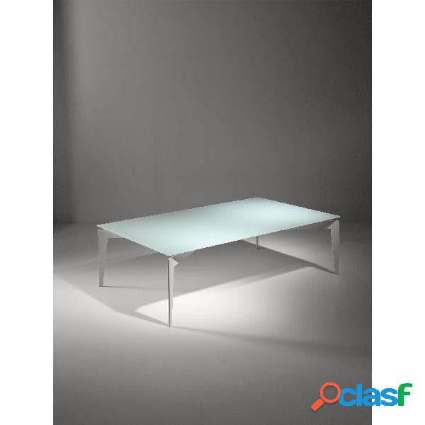 Tavolino rettangolare con Top in vetro acidato 120x70xh36 cm
