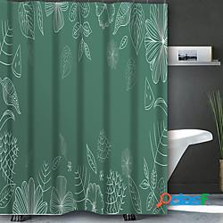 Tenda da doccia per bagno con stampa verde salvia poliestere
