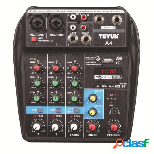 Teyun A4 4 canali bluetooth 4.0 Mixer audio Console di