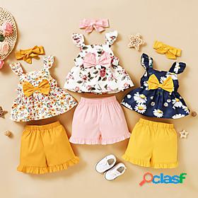 Toddler Girls' Clothing Set Sleeveless Blue Pink Yellow