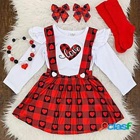 Toddler Girls' T-shirt Skirt Long Sleeve 2 Pieces Red Print