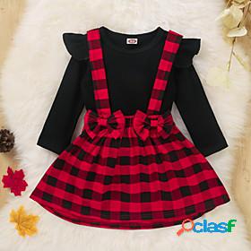 Toddler Little Girls Dress Plaid Casual Daily Strap Dress