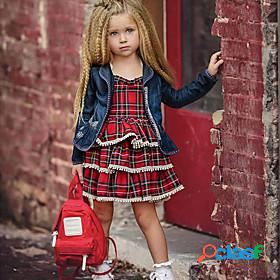 Toddler Little Girls Dress Plaid Daily Holiday A Line Dress