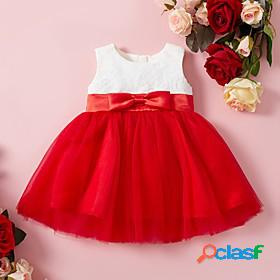 Toddler Little Girls Dress Solid Colored Party Pleated Red