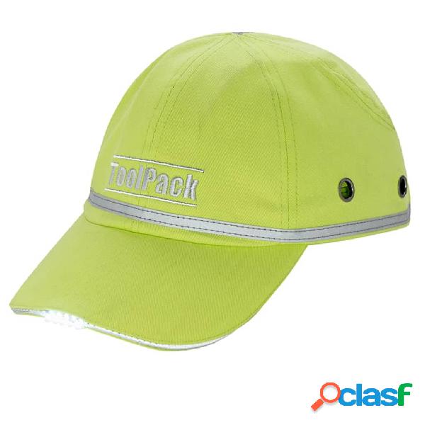 Toolpack Cappello Protettivo da Lavoro con Luce LED Verde